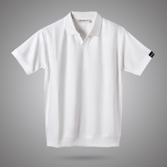 White V-neck Polo