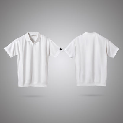 White V-neck Polo