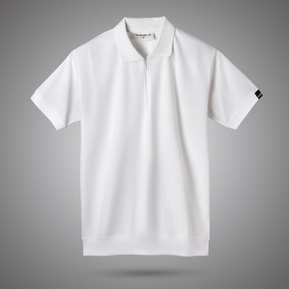 White Zipper Polo