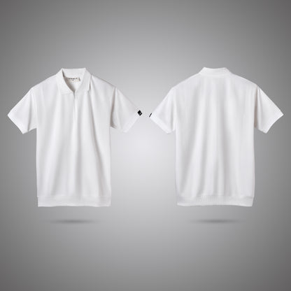 White Zipper Polo